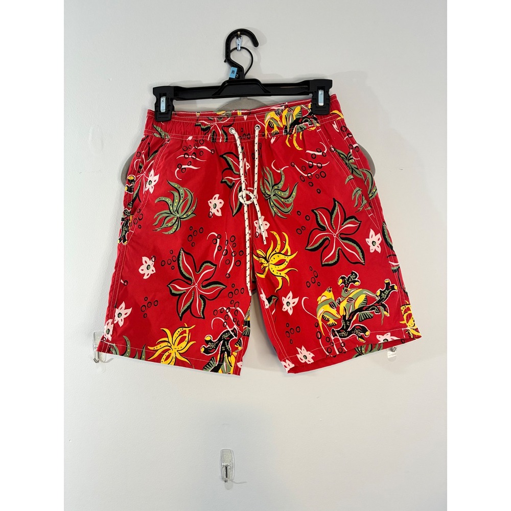 J. Crew Swim Trunks Floral Print Swimwear Beach Shorts Red XS‎